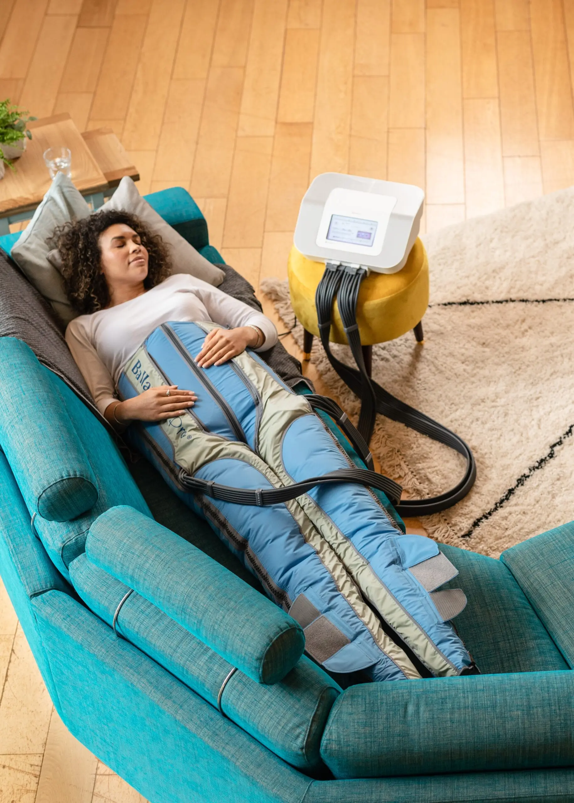 Body Ballancer lymphatic compression therapy suit being used for treatment